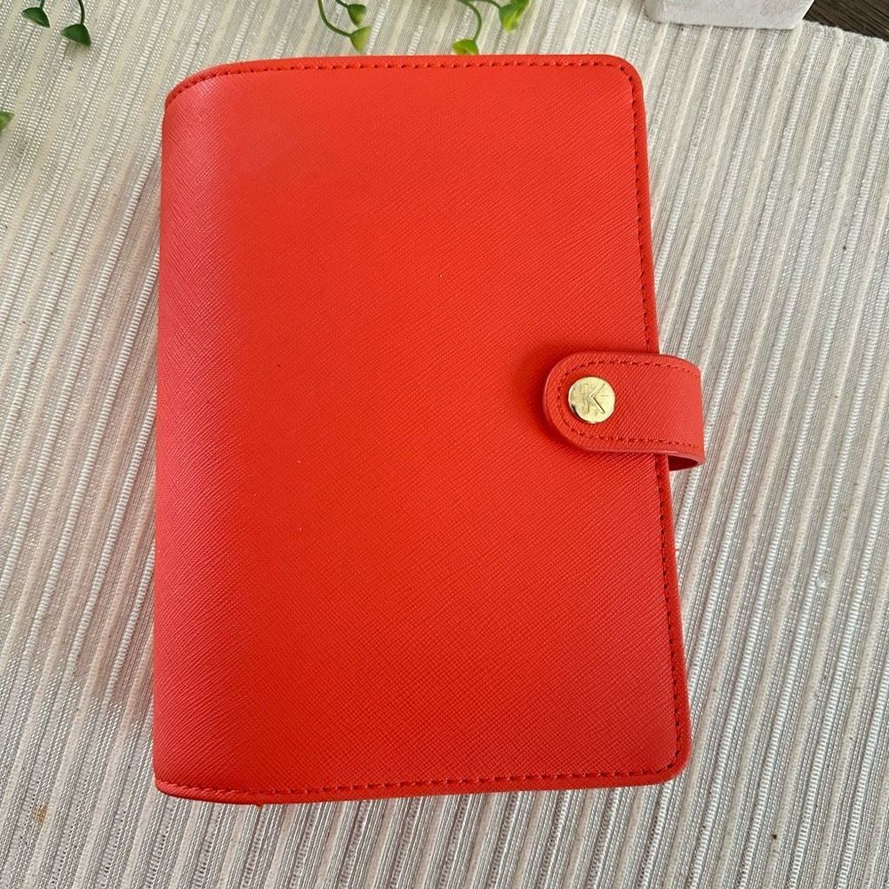 Kikki.K Orange Saffiano Planner Organizer 6 Ring Binder 7.5” x 5.5” - Picture 2 of 12